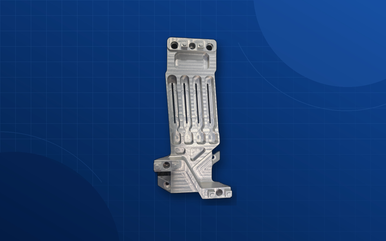 Deep blue background laboratory equipment CNC component