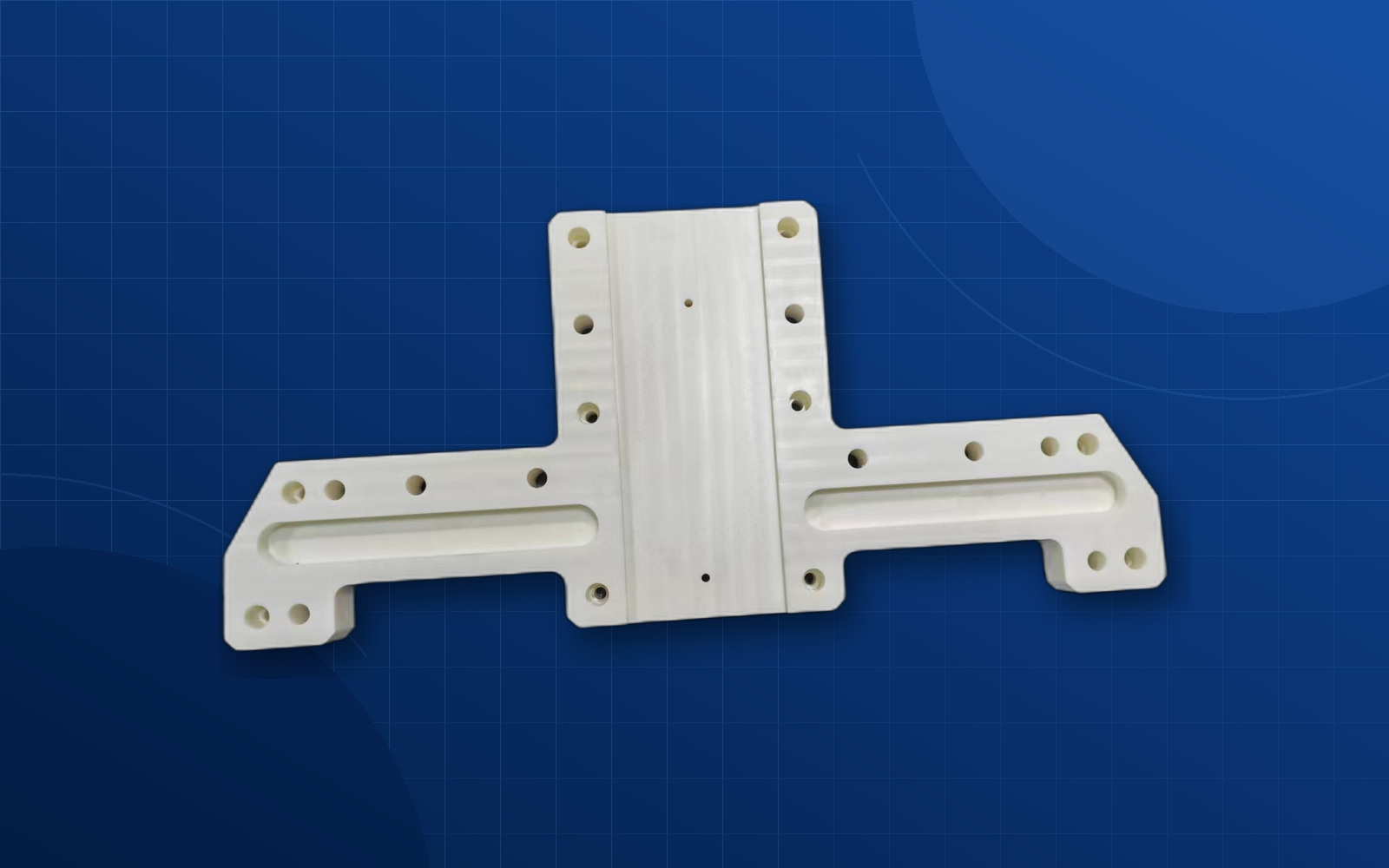 Deep blue background semiconductor CNC machined part